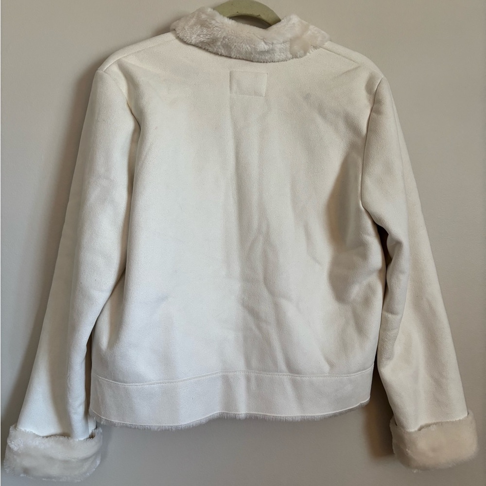 LAUREN BY RALPH LAUREN: Women's Faux Fur/Faux Suede White Jacket - Picture 3 of 6